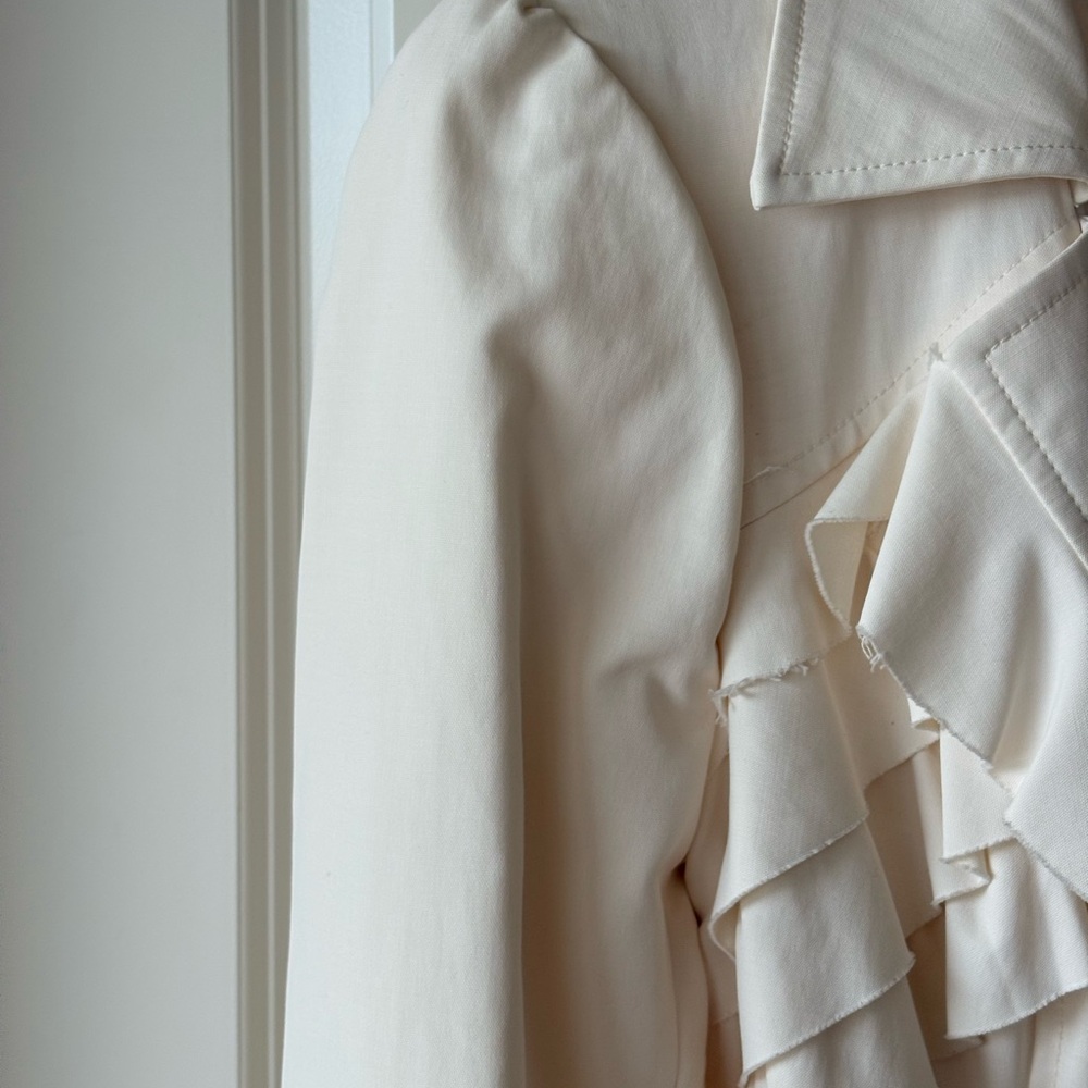 Bebe Cream Ruffle Trench Coat - Picture 5 of 15